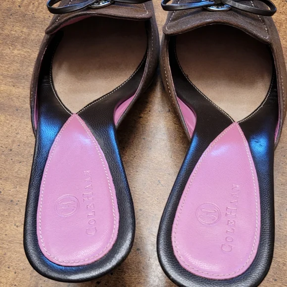 New Without Tags Cole Haan Brown Suede Mules with Bow Accent 9B - Picture 4 of 6